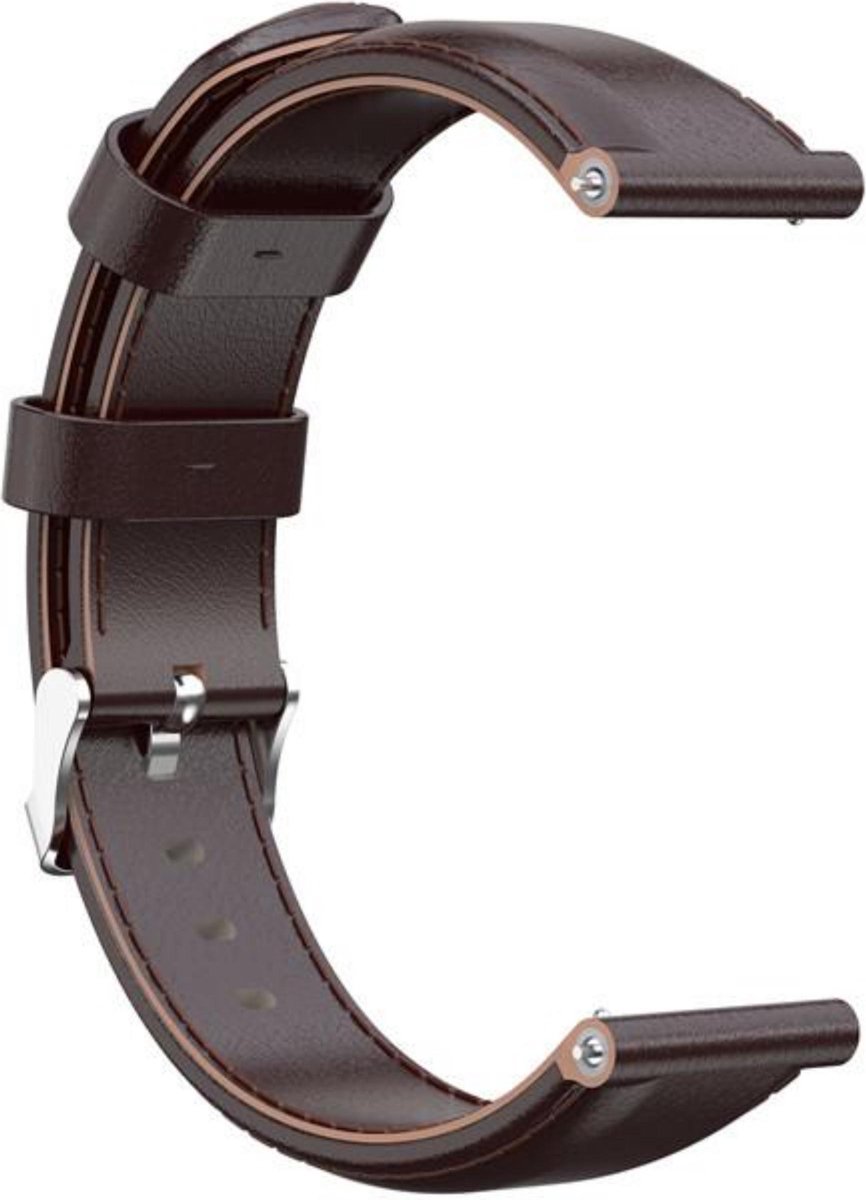 KELERINO. Leren bandje geschikt voor Samsung Galaxy Active / 42 MM - Donker Bruin