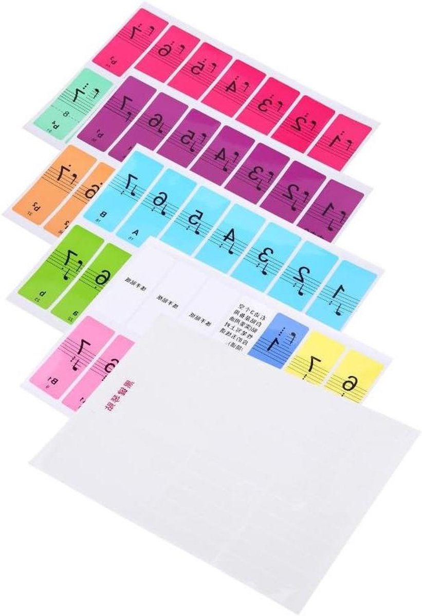 Pianostickers - Keyboard stickers - Muziek Leren - 2-in-1 Design - 88 Toetsen - Multicolor