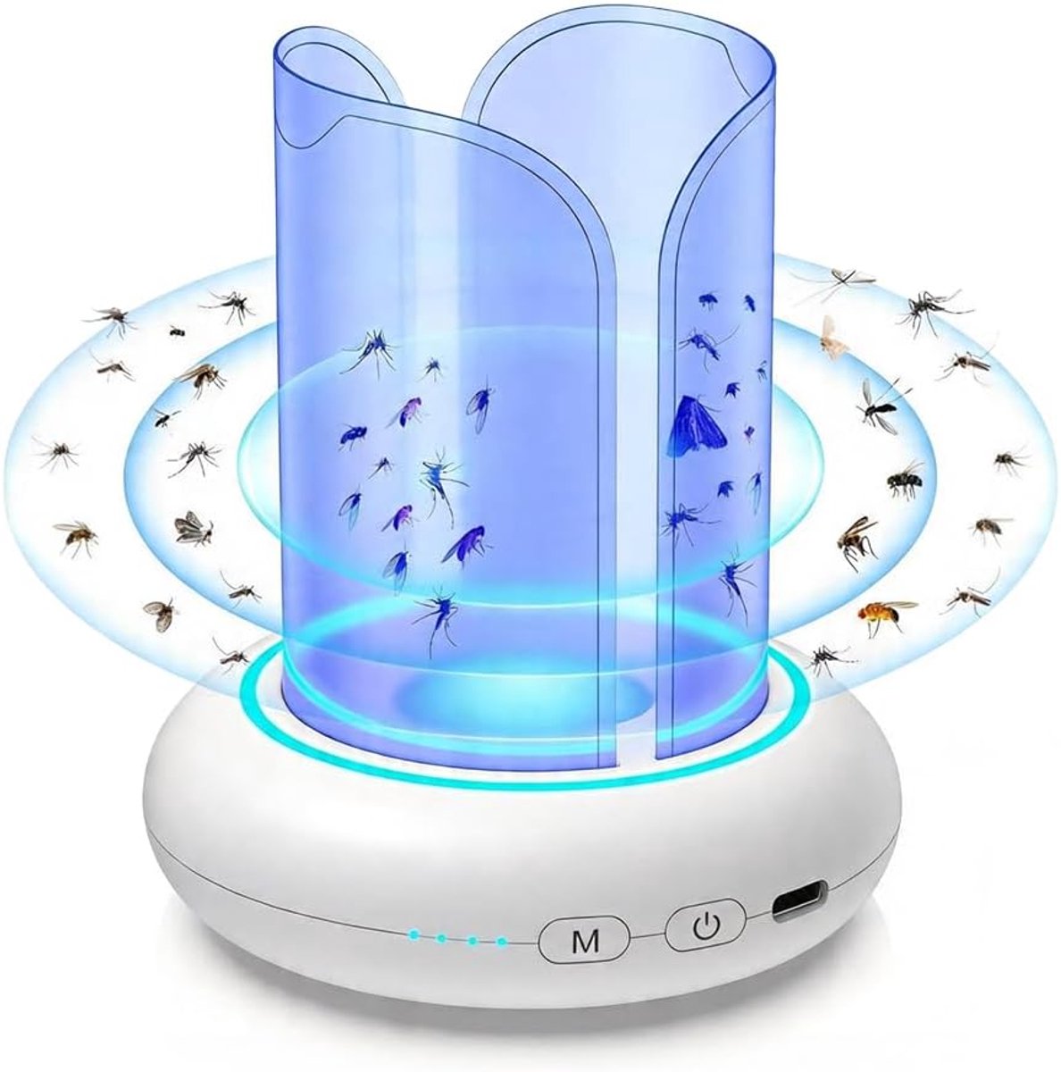 SnelShoppen - Elektrische Insectenverdelger - Draagbare Muggenlamp met 4 Muggenvangende Pleisters - UV Insectenval voor Binnen en Buiten - Vliegenval