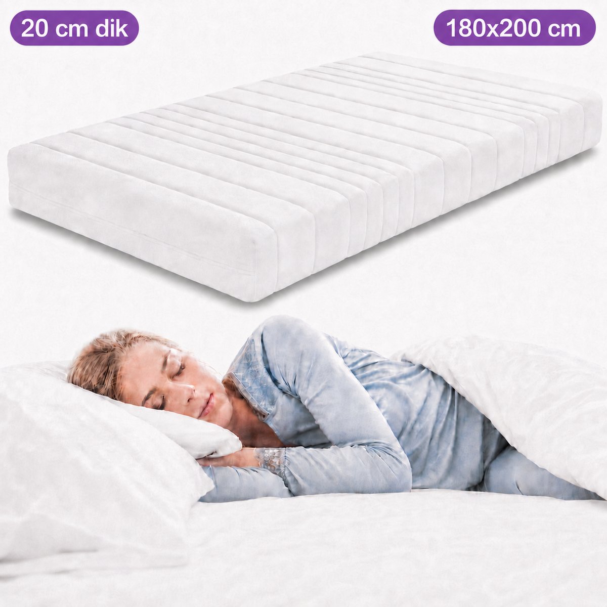 Densi Matras - 180x200 cm - 20cm dik -HR Koudschuim wit