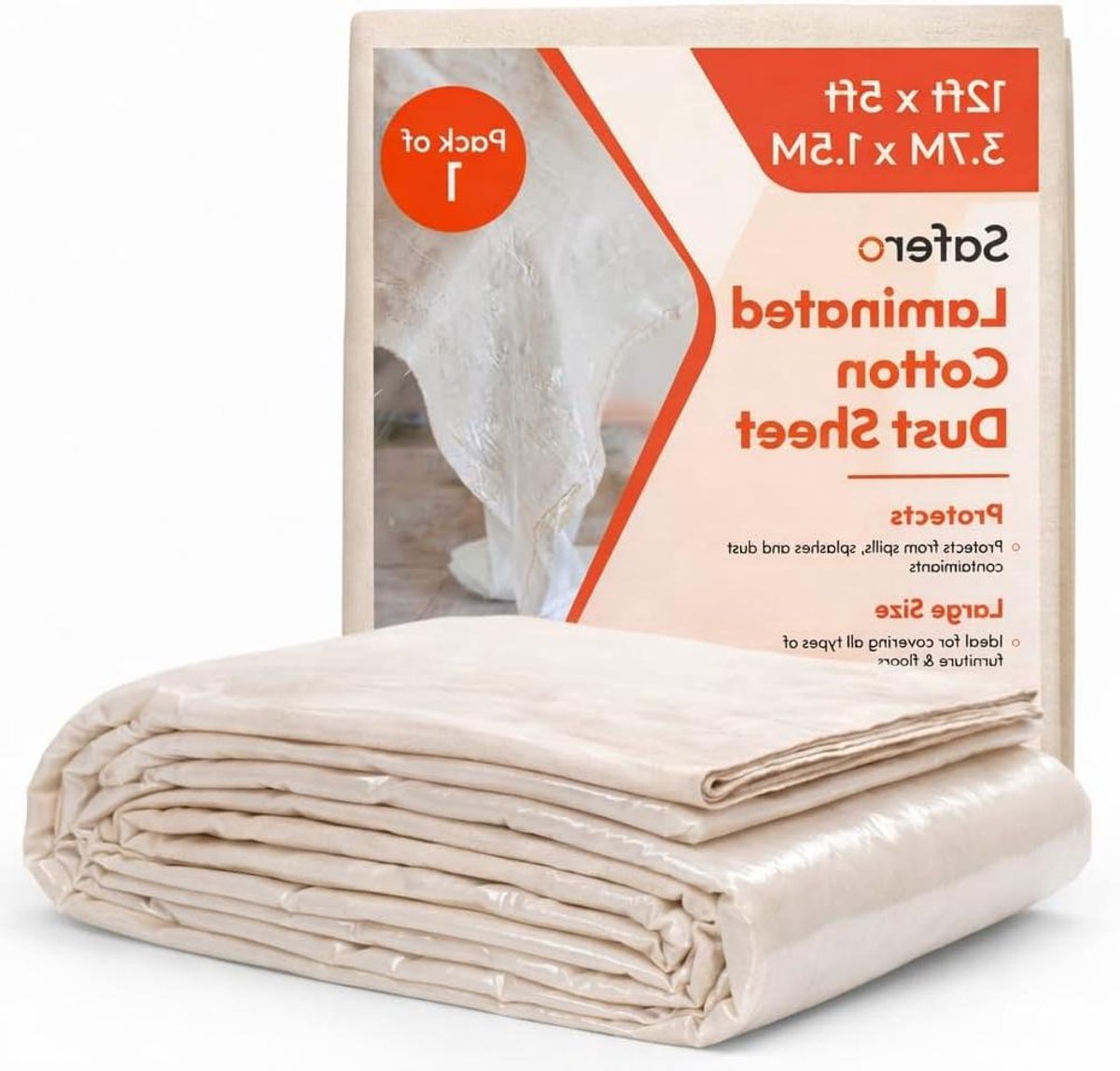 Gelamineerd Katoen - Lakvel Druipdoek - Schilderwerk Beschermen - Dubbelzijdig Absorberend - 37 x 15 Meter - Beige
