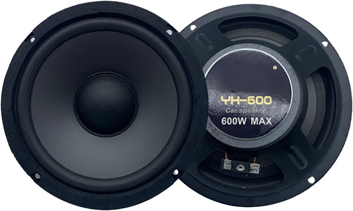 SnelShoppen - 2 STUKS Coaxiale Luidsprekers 6.5in Universele Audio Stereo Muziek Hoge Gevoeligheid 600W voor Feest, Camping, Auto, Tuin, Keuken, Zwart