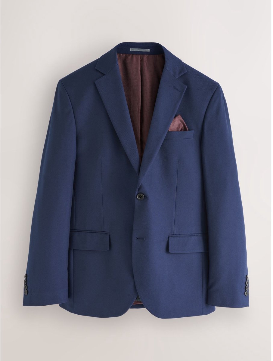 Next - Heren - Normale Pasvorm - Kostuum met textuur: colbert - Regular - Blauw