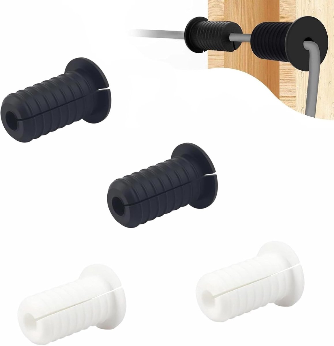 Set van 4 Wandvoeders voor Eenvoudige Kabelrouting van Ethernetkabels met 2,5 cm Wanddoorvoer