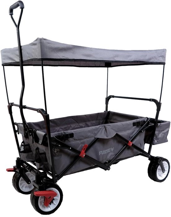 Opvouwbare Bolderkar - Inklapbare Wagen - Vervoer Boodschappen - Inclusief Dak - 80x46x27cm - Grijs van Opvouwbare Bolderkar — afbeelding 4