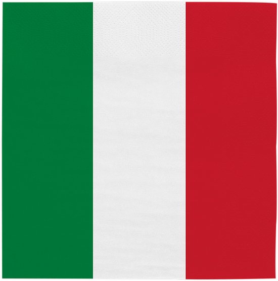 Servetten met de Italiaanse vlag in groen, wit en rood.