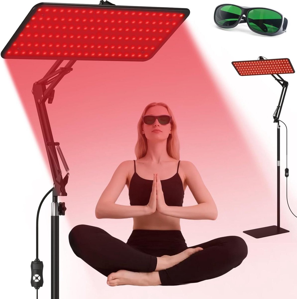 Roodlicht Therapie Paneel - Infrarood Lamp - Huidverbetering Thuis - Drie Golflengtes Technologie - 120 LEDs - Zwart