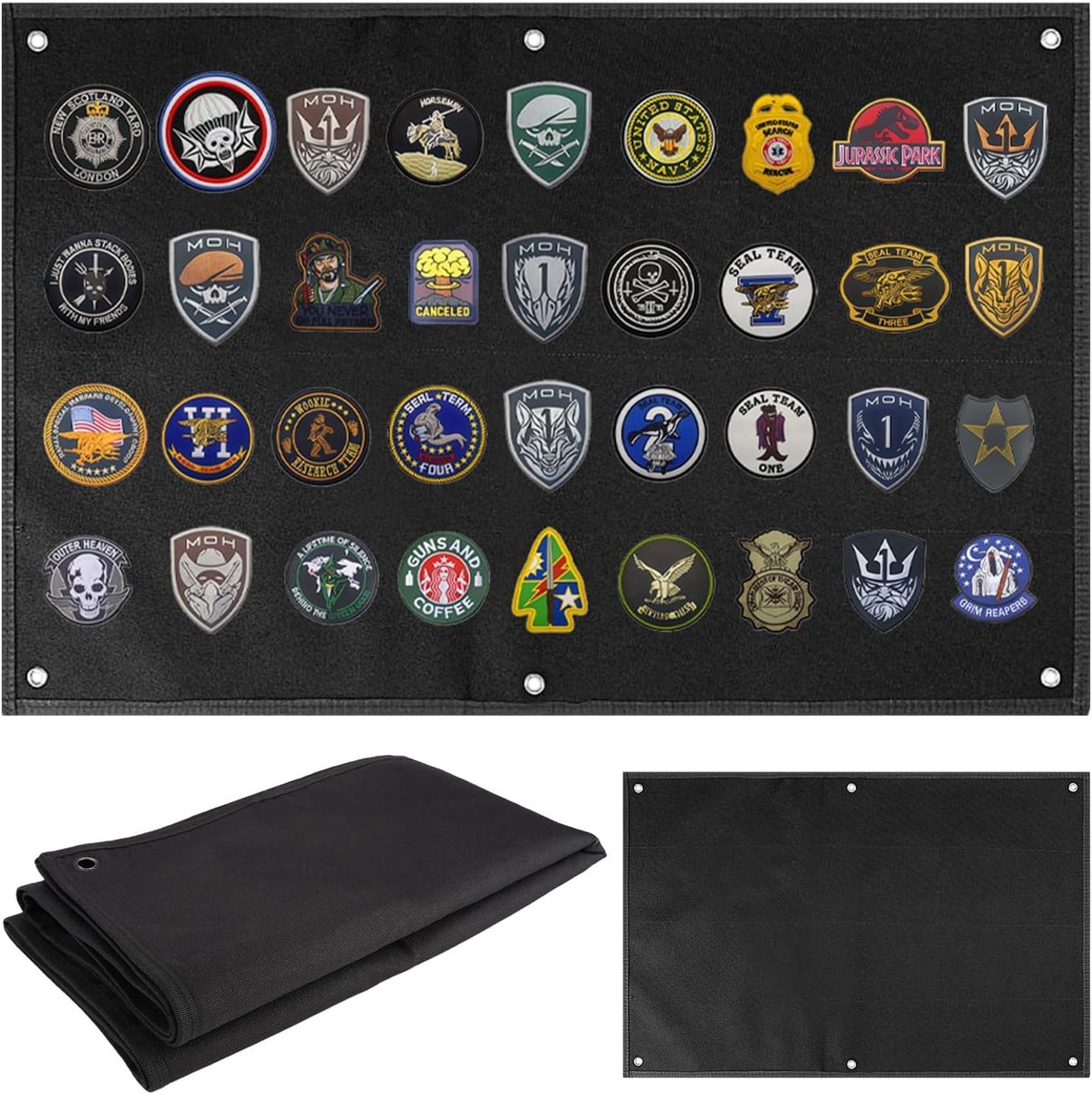 Patches Mat voor Muurdecoratie, 110 x 70 cm, Opvouwbaar Klittenband voor Militaire Badges en Stempels, Ideaal voor Tactische Patches en Verzamelobjecten