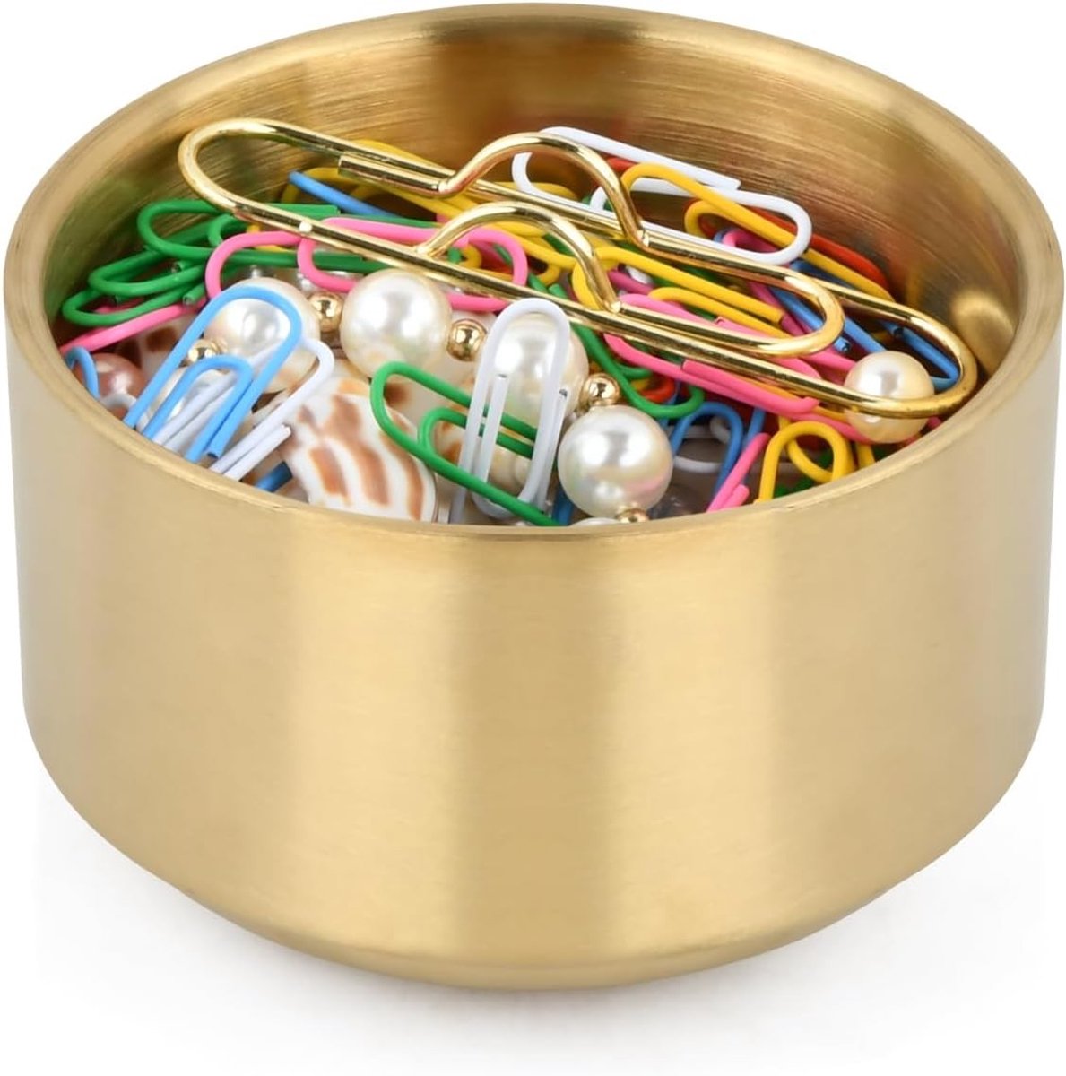 Gouden Papercliphouder van RVS - Stapelbare Organizer voor Papierclips en Kantooraccessoires