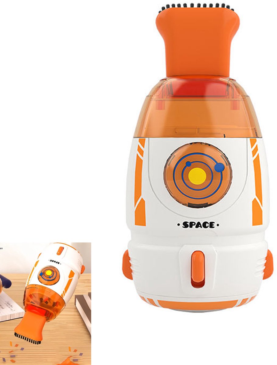 KZQ Mini bureaustofzuiger 600 Pa zuigkracht - Compact en draagbaar voor gumresten papiersnippers en toetsenbordstof - Capaciteit 55 ml - Oranje