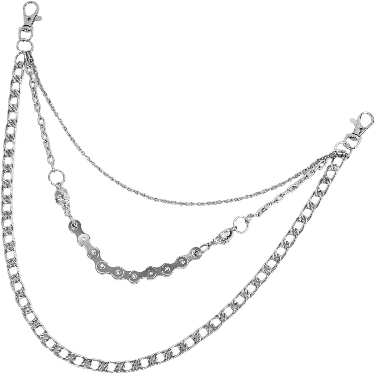Punk en Gothic stijl riem met kreeftsluiting - Robuuste 54 cm metalen schoenriem voor mannen en vrouwen, ideaal voor Hip Hop en Biker looks, zilverkleurig accessoire