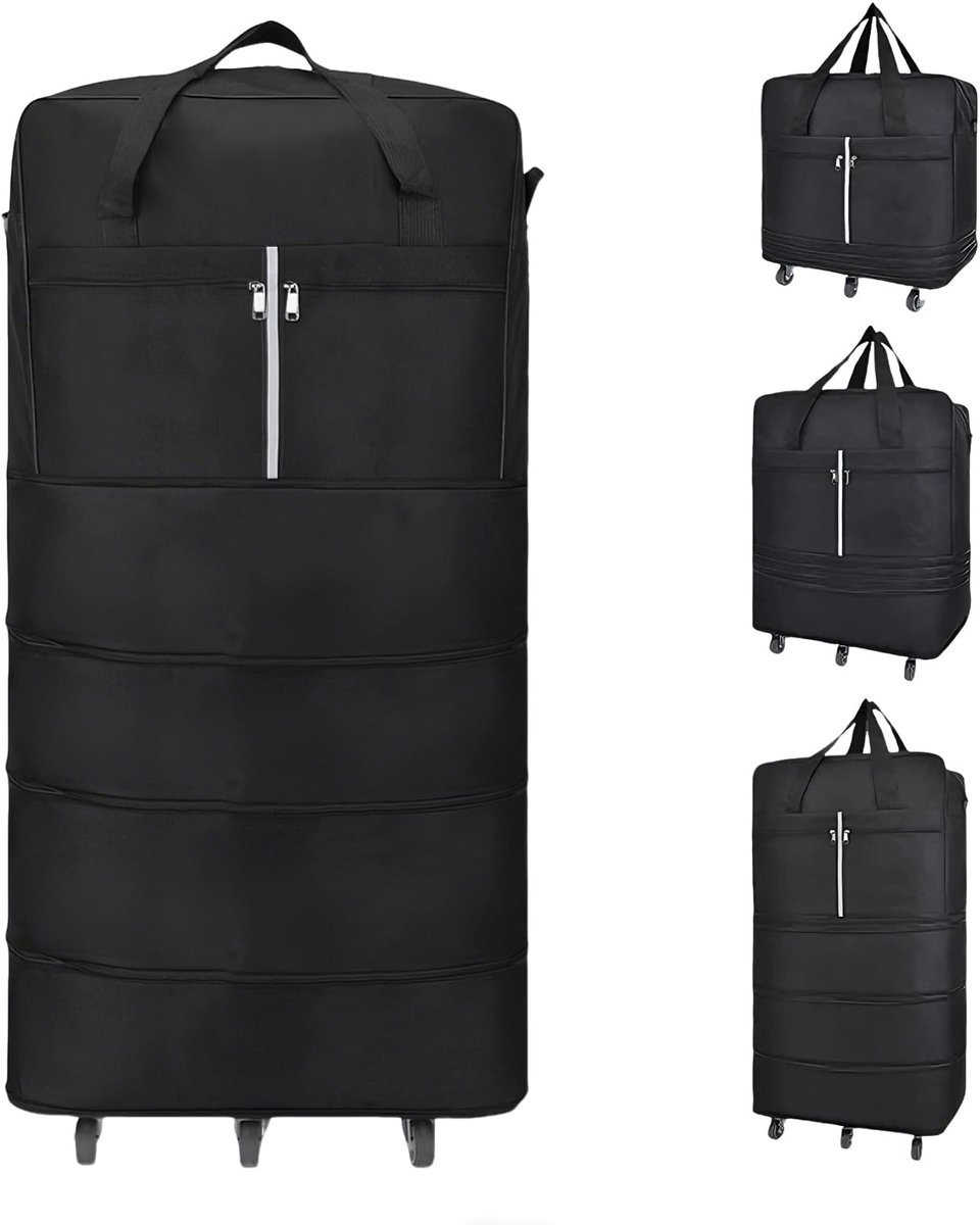 SnelShoppen - Opvouwbare Reistas met Wielen 110 cm - Grote, Uitbreidbare Handbagagetas voor Heren en Dames - Ideaal voor Vakantie, Weekendjes Weg en S