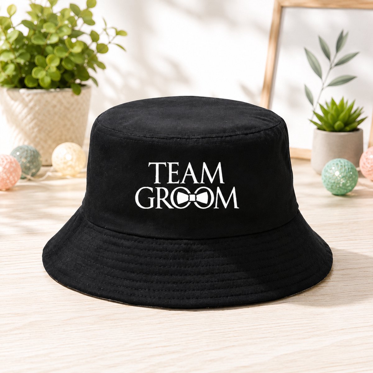 Pradeo - Bucket Hat - Emmerhoed - Team Groom - Bruidegom - Groom - Vrijgezellenfeest - Bruiloft - Feest - Vrienden - One Size - Zwart