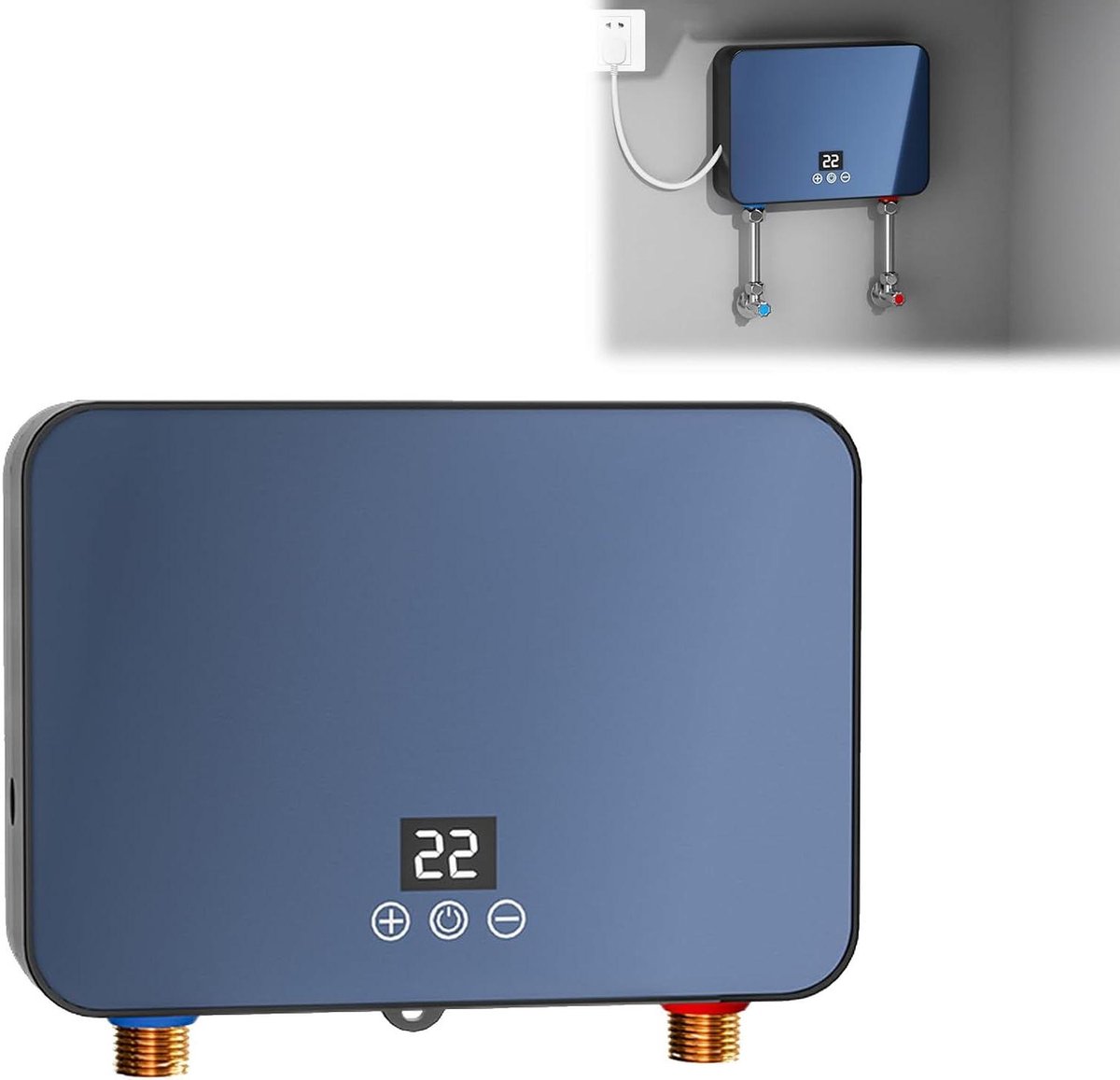 Elektrische Doorstroomverwarmer - Mini Boiler - Direct Warm Water - Intelligente Temperatuurregeling - 6000 W - Blauw