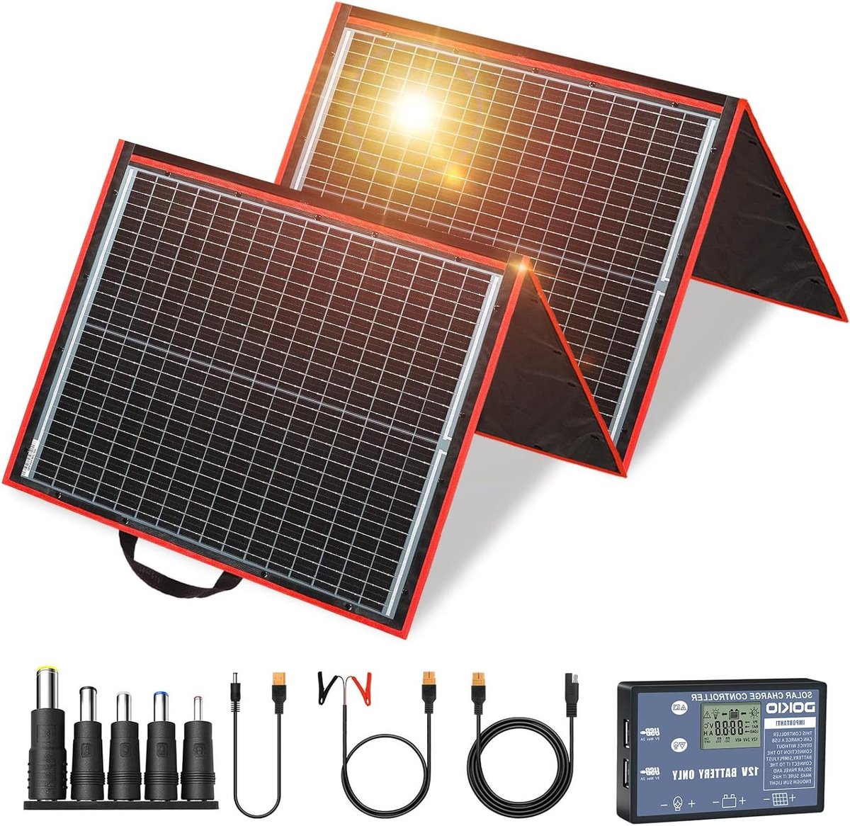 Opvouwbaar Zonnepaneel - Draagbare Energie - Accu Opladen - Zeer Efficiënte Cellen - 150 Watt - Zwart