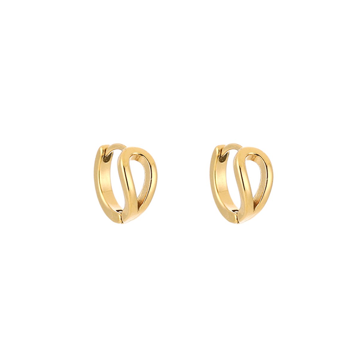 Stainless Steel Sculptural Cutout Organic Hoops – Luxe Sculpturale Uitgesneden Oorringen – RVS - Goud