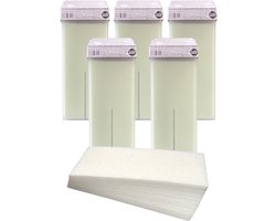 Jadé Harswax Voordeelbox - 5 Harspatronen Aloë Vera & Argan Olie + 50 Gratis Harsstrips - Ontharingswax Navulling 5x 100 ml