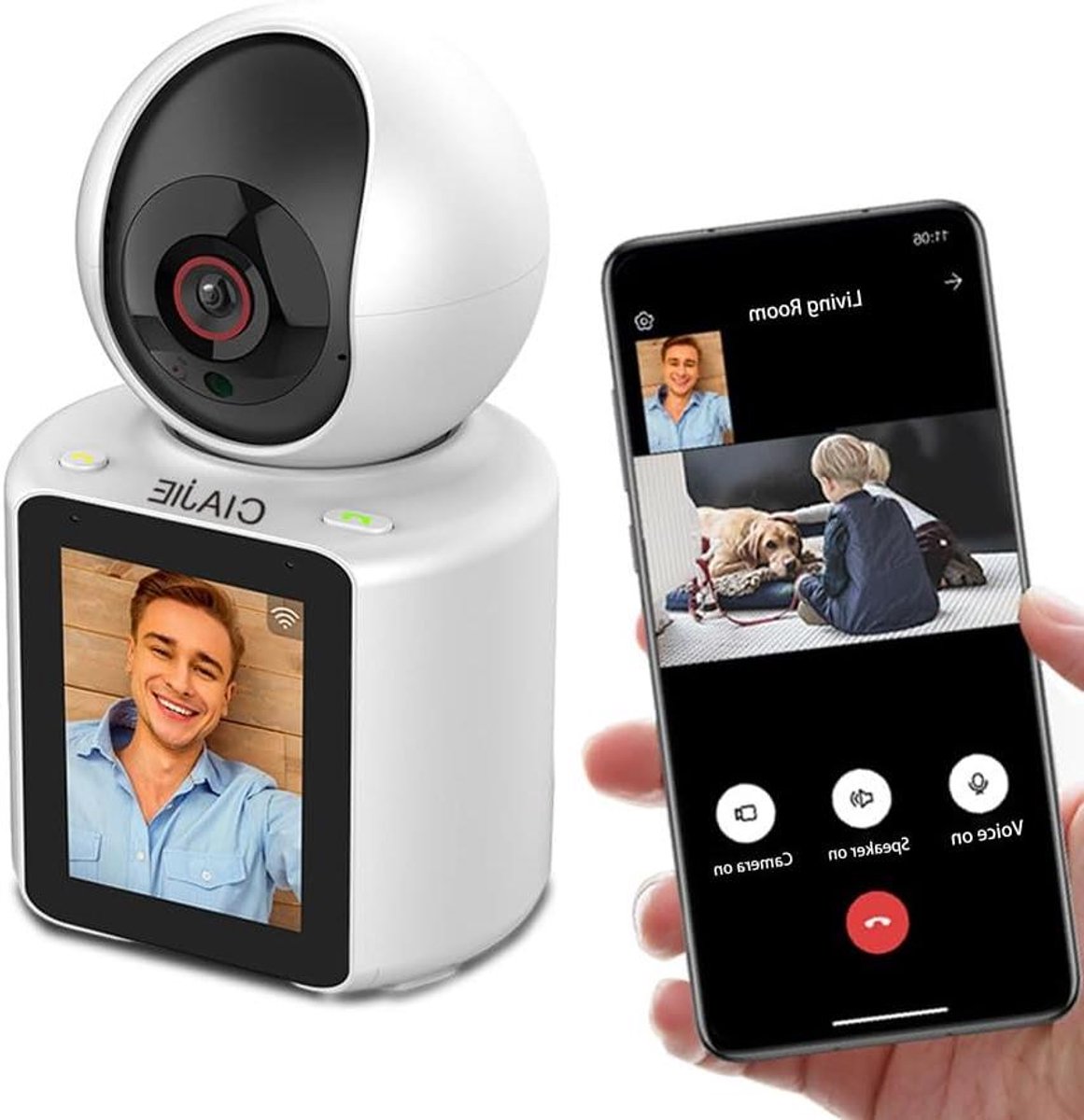 Beveiligingscamera Binnenshuis - Nanny Cam - Huisbewaking Thuis - Tweeweg Video Bellen - 2.8 Inch Scherm - Wit