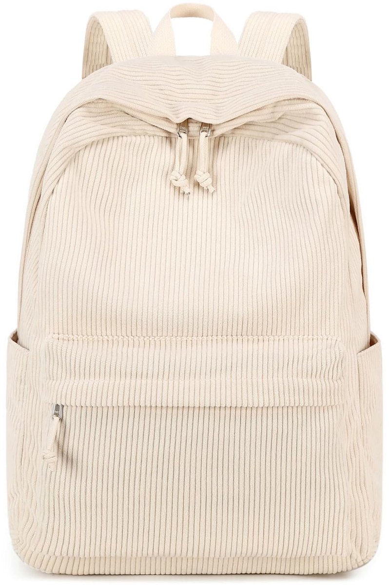 LISM-Ruime schooltas voor tienermeisjes, lichtgewicht laptoptas van touw, geschikt voor meisjes en vrouwen voor vakantiereizen (beige)