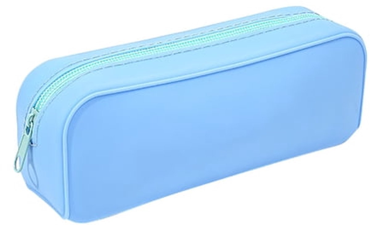 LISM-Siliconen etui, etui met ritssluiting en grote capaciteit, mooie opbergdoos voor schrijfwaren, waterdichte pennenhouder, draagbare reisorganizer voor cosmetica, kantoorartikelen, hemelsblauw.