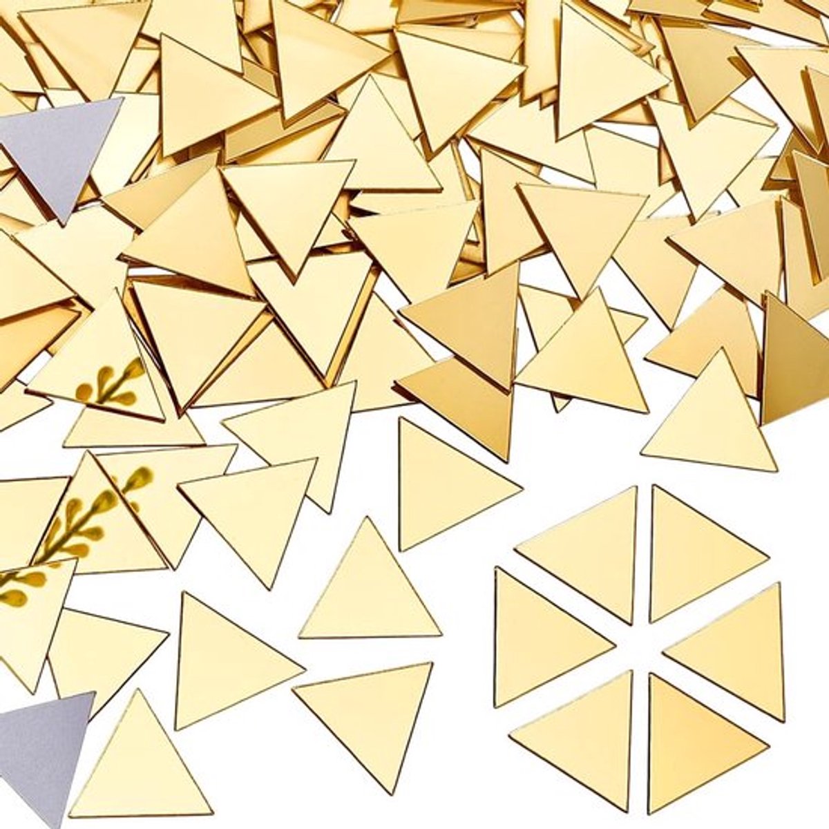 Spiegeltegels 200 Stuks - Driehoekige Zelfklevende Tegels - Gouden Decoratie - Handwerk/DIY - Reflecterend Effect - 2,5 cm