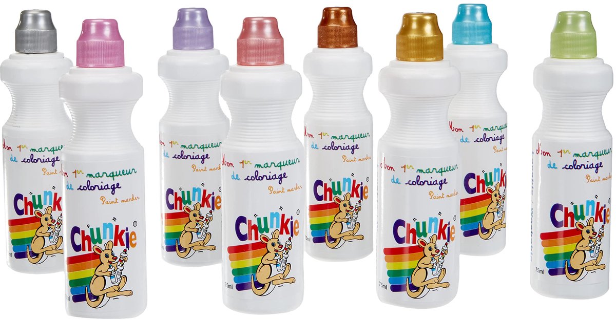 SnelShoppen - Chunkie Tropicale Uitwisbare Gekleurde Metalen Markers - 8 Kindermarkers met Uitwasbare Inkt - Waterbasis - Lange Droogtijd - Voor Kinde
