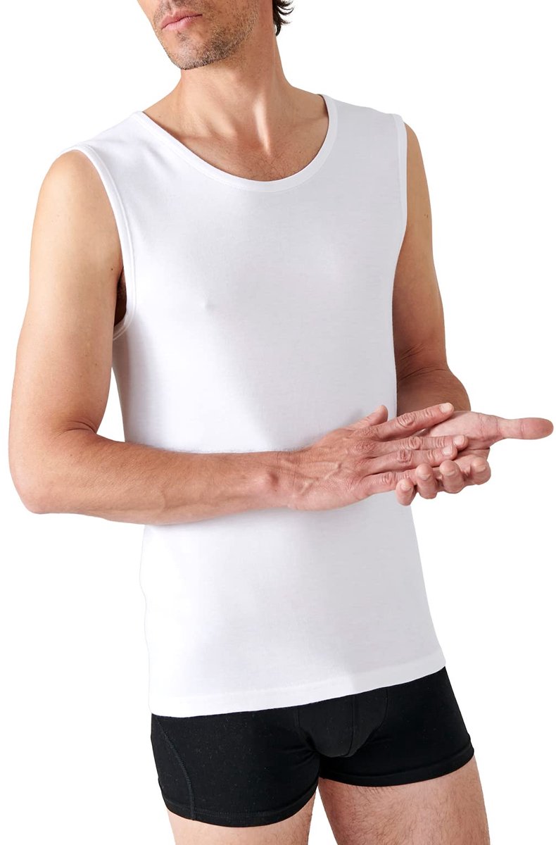 SnelShoppen - Klassieke Mesh Tanktop Thermolactyl voor Heren, Wit, Maat L, Ideaal voor Sport, Casual, en Thuisgebruik