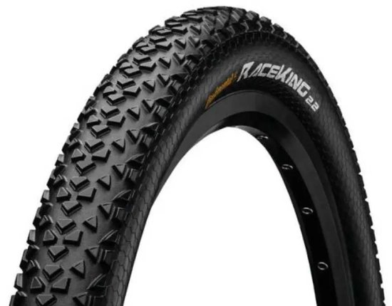 Zwarte Continental Race King 2.2 vouwband met grof profiel.