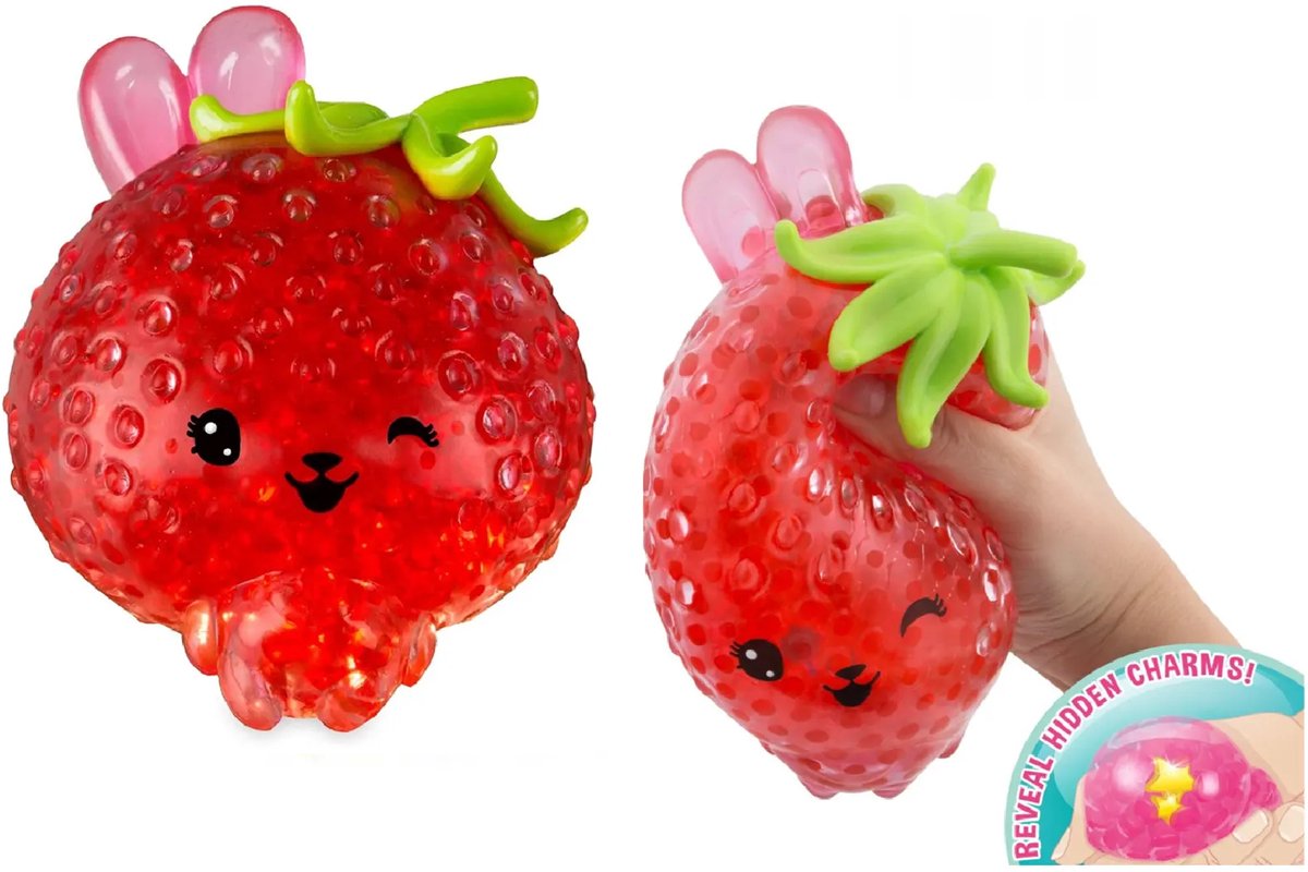 Bubbleezz Squishy Suzy Strawbunny 12 cm groot - Mega Knijpbal - Met duizenden waterballetjes - Squeeze