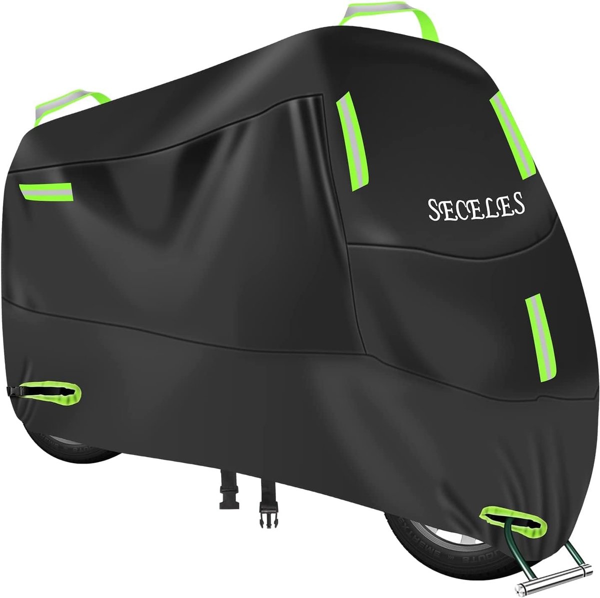 SnelShoppen - 300D Waterdichte Motorhoes Buiten met Reflecterende Strips, UV Bescherming, Afsluitgaten, Handgreep en Opbergetui voor Scooter en Bromfi