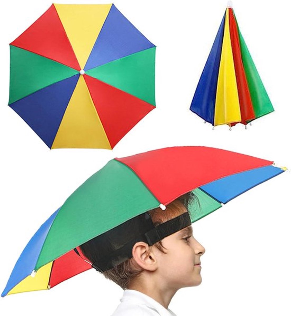 Visparapluhoed voor outdoor activiteiten - Opvouwbaar en hands-free - Zonnekap voor wandelen en strandbuien