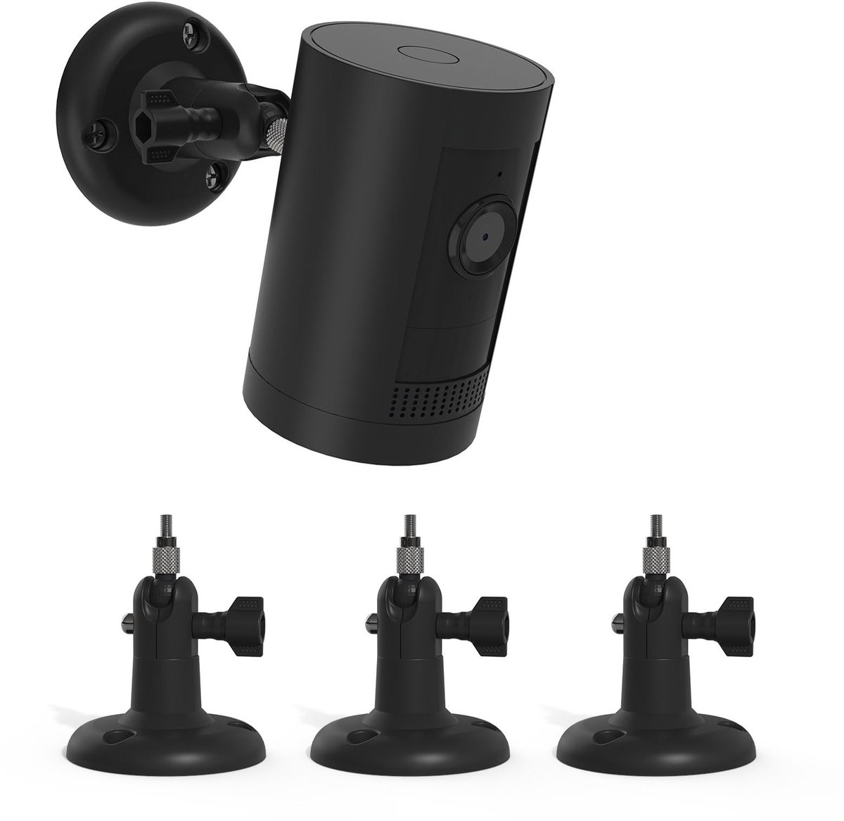 SnelShoppen - Wandhouder voor Ring Stick Up Cam, Eufy & Arlo Camera's - 3 Stuks Zwart - Geschikt voor 1/4 Inch Schroefdraad - Camera Bevestiging voor
