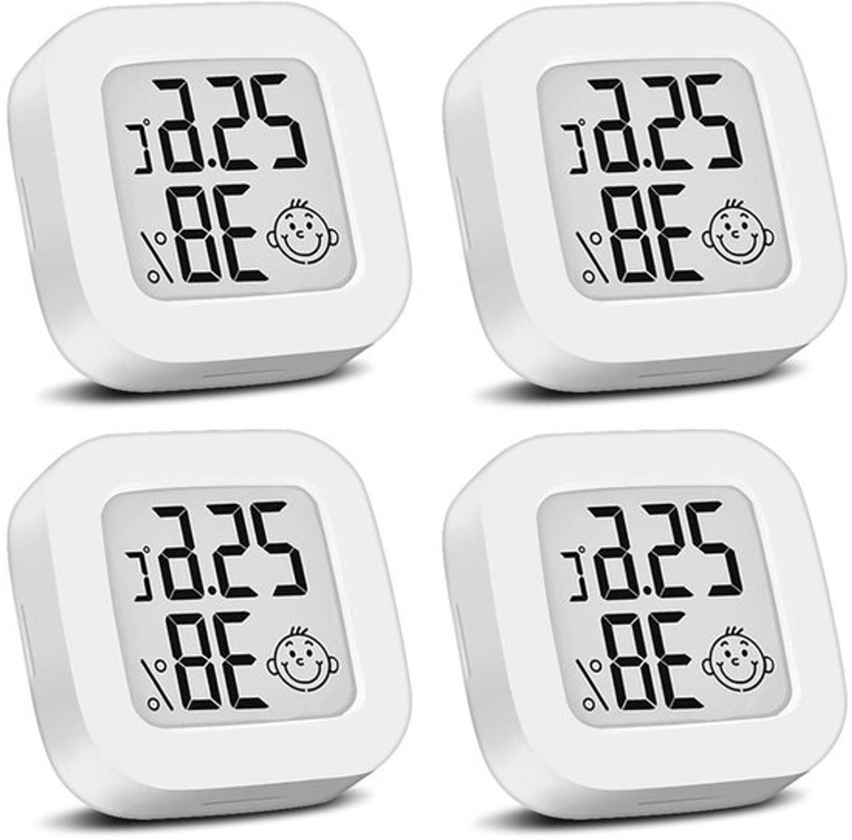 Digitale Hygrometer en Thermometer met LCD Scherm voor Binnengebruik - Ideaal voor Woonkamer, Slaapkamer en Kantoor (4 Stuks)