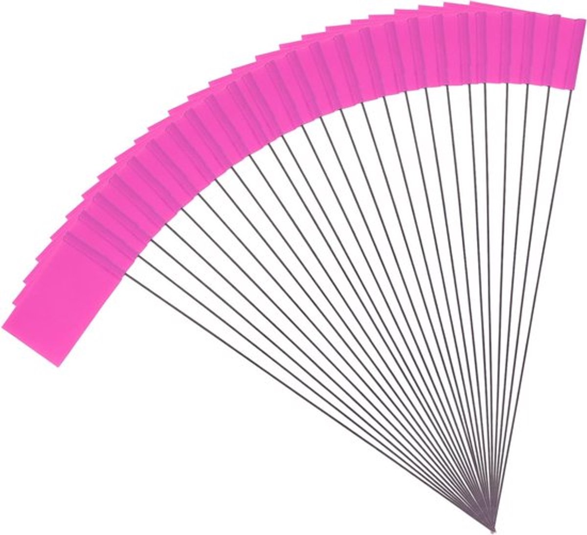 50 Stuks 5x7.5 cm Markeer Vlaggen met Stalen Paal voor Tuin, Bouwprojecten en Ondergrondse Nutsvoorzieningen (Roze)