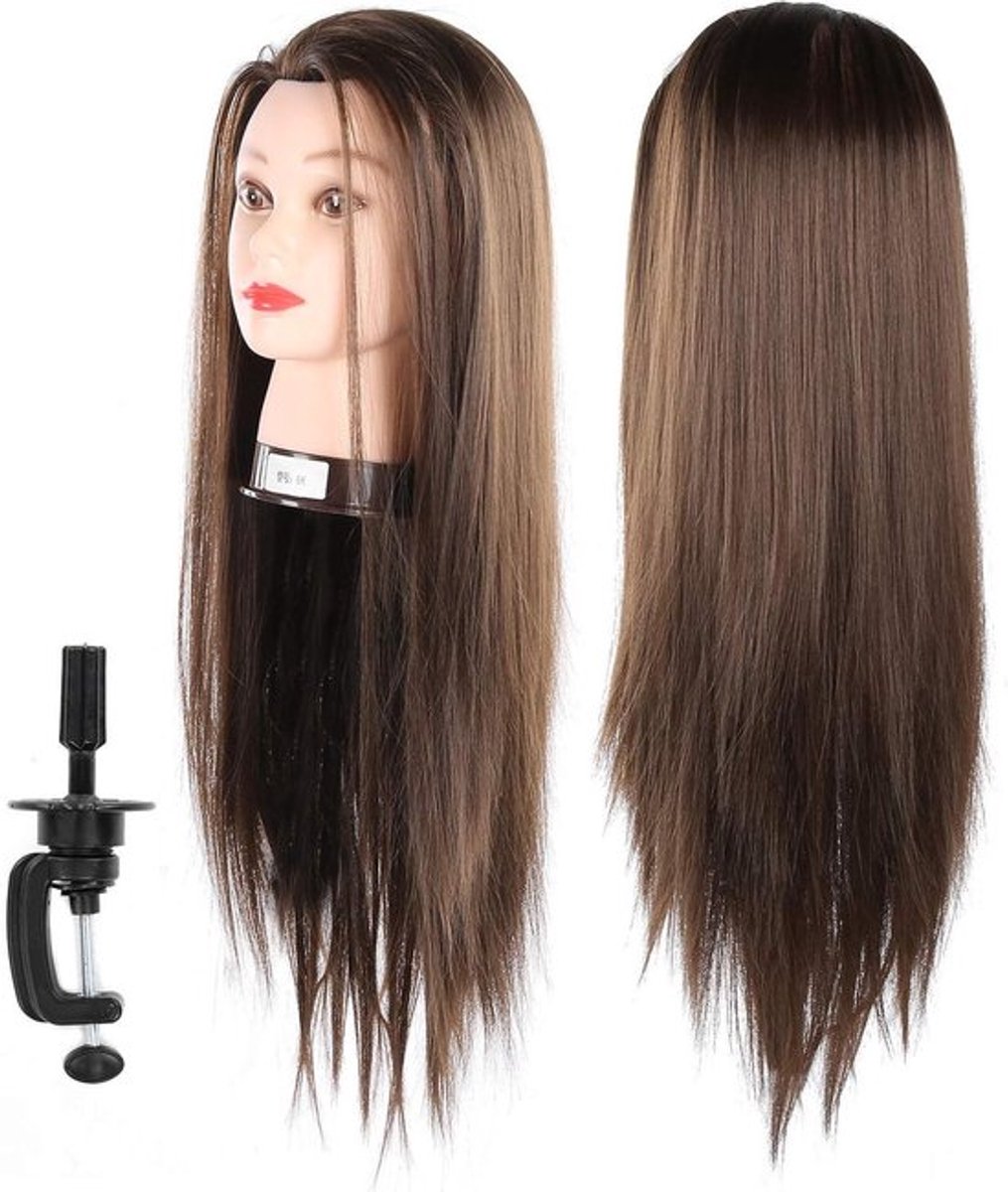 Mannequinkop voor kappers oefenen met klem, haarstyling hoofd 65 cm
