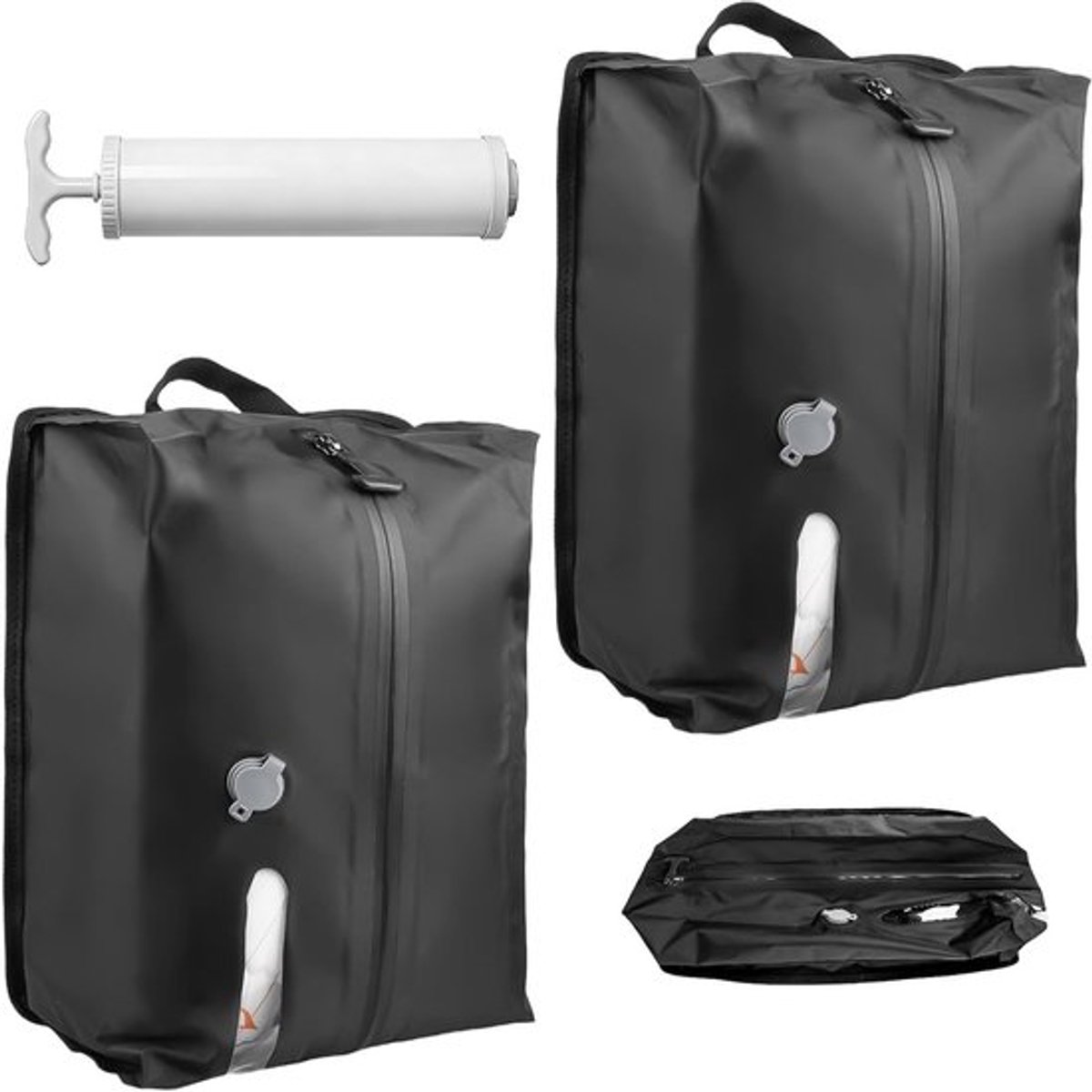 Vacuümzakken voor Kleding en Reizen, 44 x 29 x 15 cm, Herbruikbare Waterdichte Zak met Pom