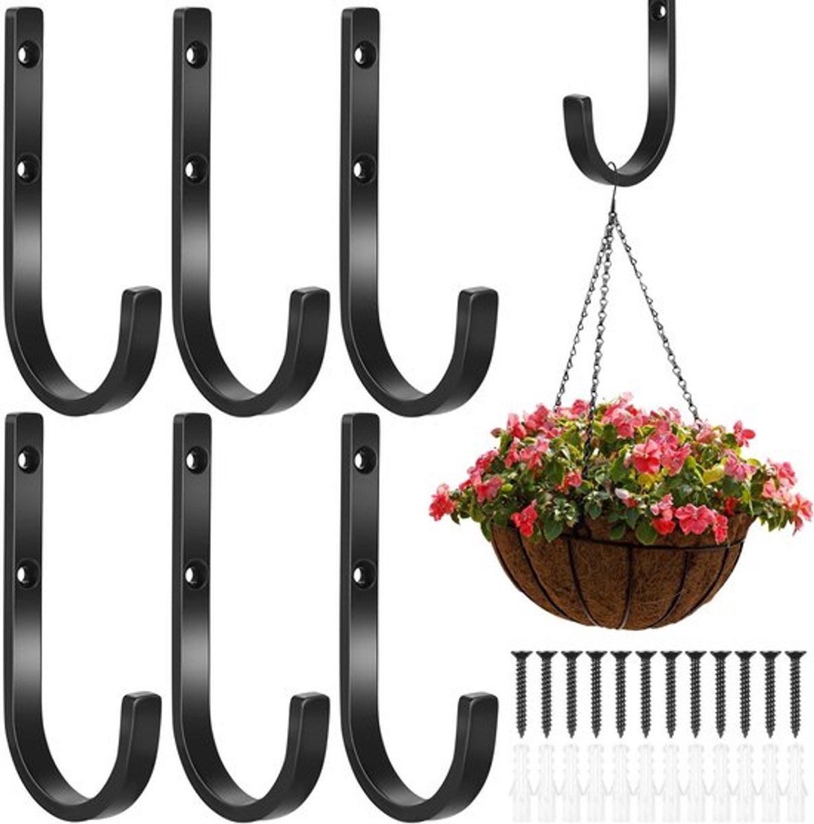 Wandhaak Zwart - 6 Stuks - Kledinghaak - Handdoekhaak - Sleutelhanger - Hoogwaardige Kools
