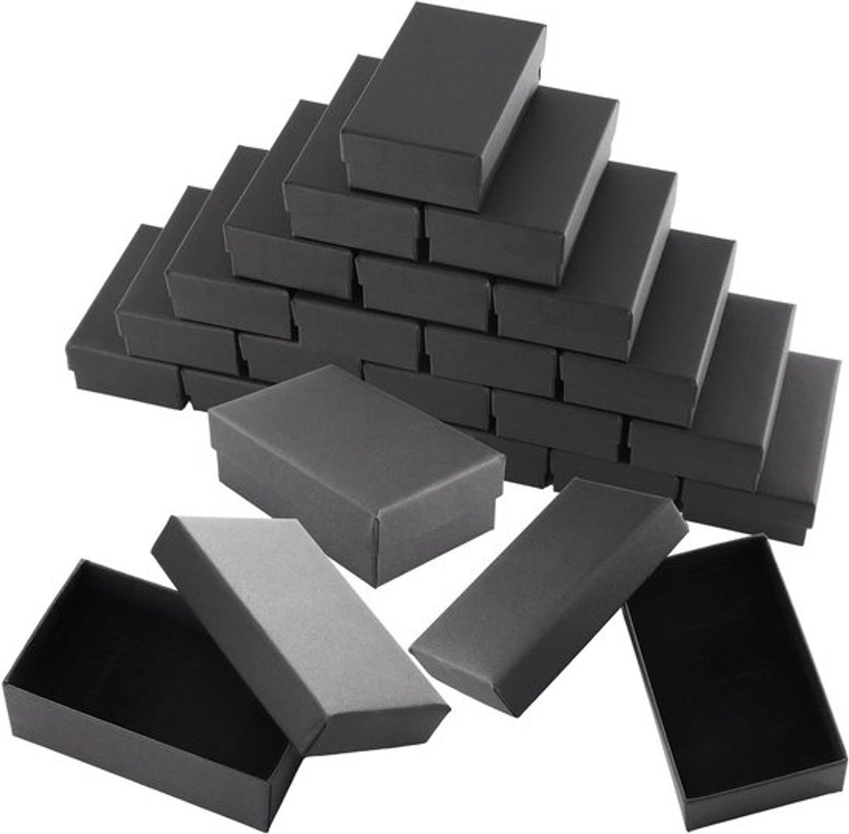 24 Stuks Sieraden Dozen, Kleine Cadeau Dozen voor Oorbellen, Kettingen en Ringen, Zwart met Deksel, Perfect voor Sieradenopslag