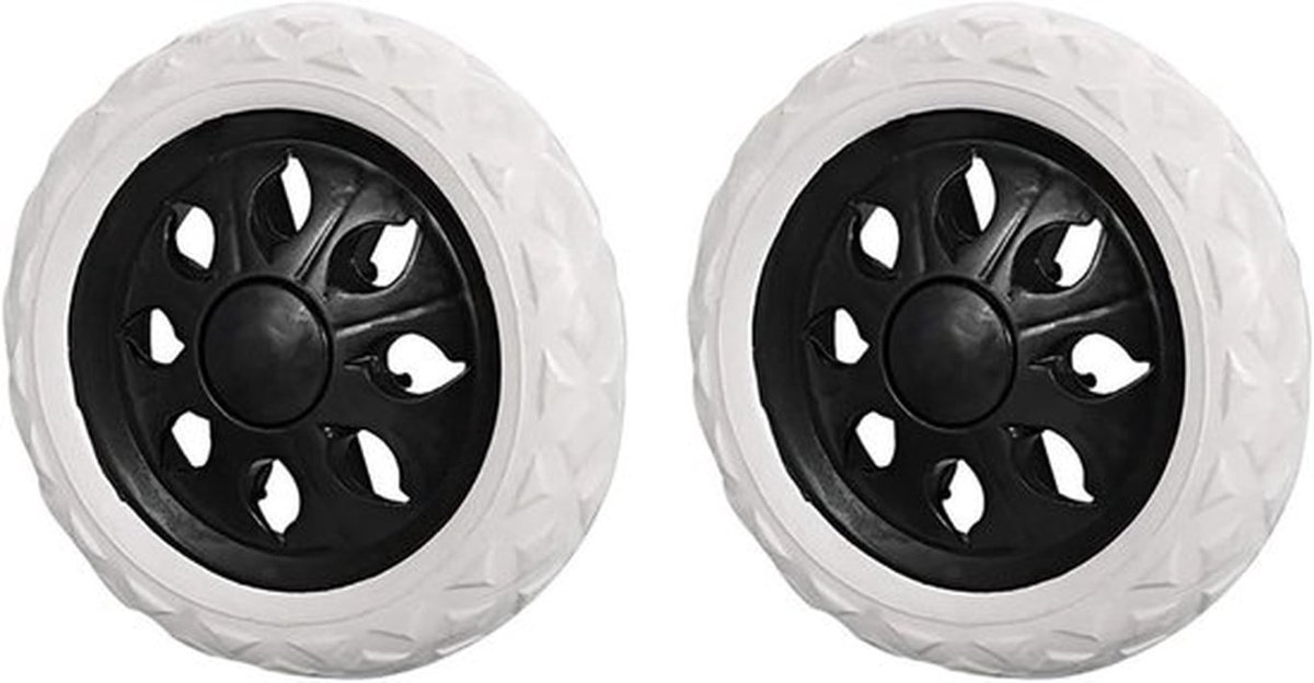 Reservewielen voor winkelwagen - 2 stuks - 15,2 cm diameter - zwart - schuimrubberband - vervangende wielen - boodschappenkar accessories
