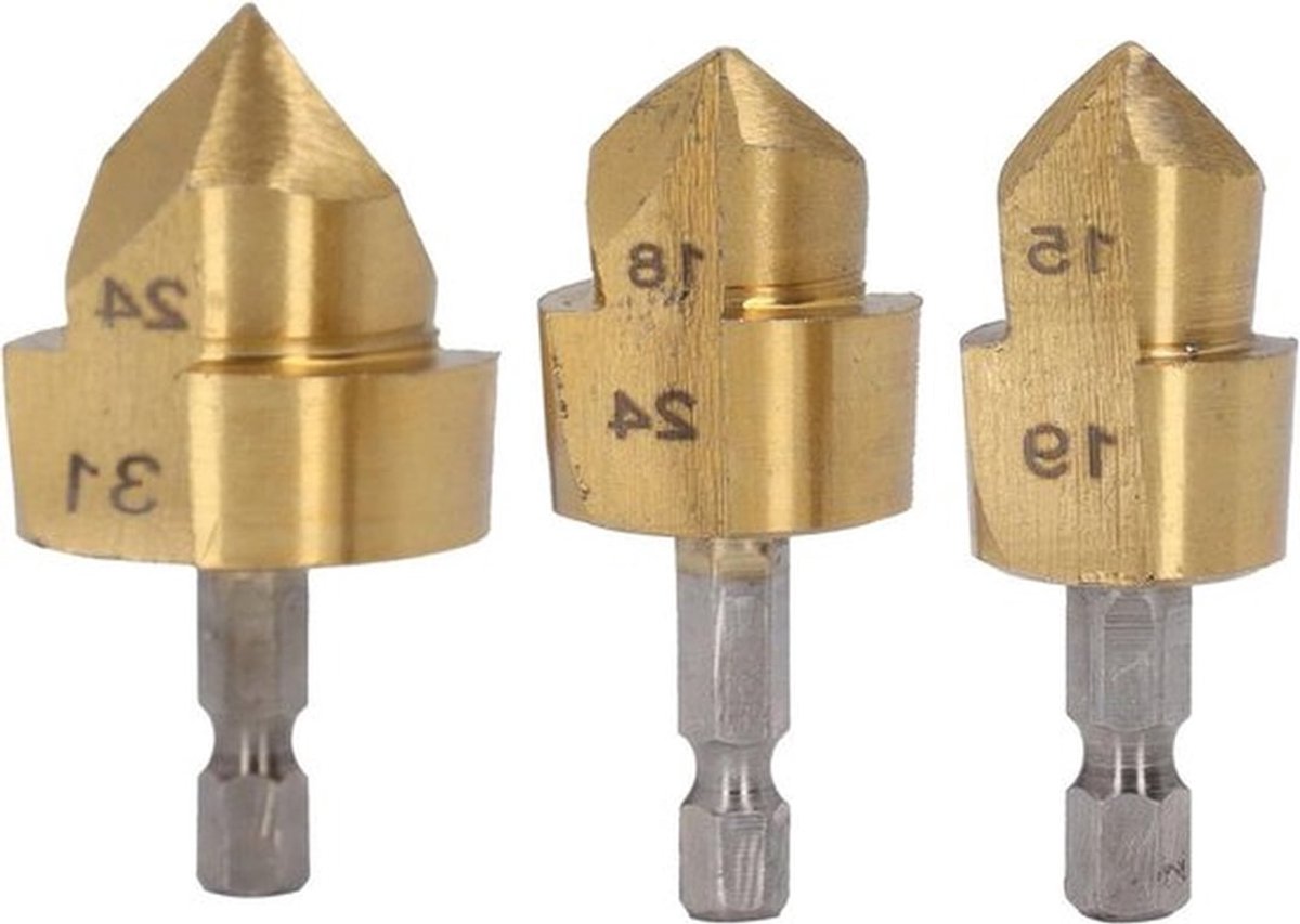 Set van 3 PPR Lifting Boor voor Waterleidingen - 1/4 Inch Hex Shank, Uitbreidingsboor en Puncher Bit voor Efficiënt Waterleidingwerk
