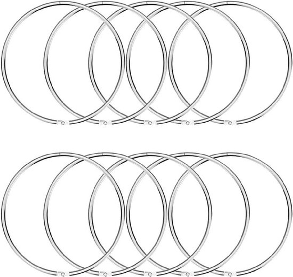 Ringband sleutelhanger hoepel bindmiddel boek ringen - 10 stuks - zilverkleurig - voor indexkaart scrapbooking album - douchegordijn - 6,5 cm
