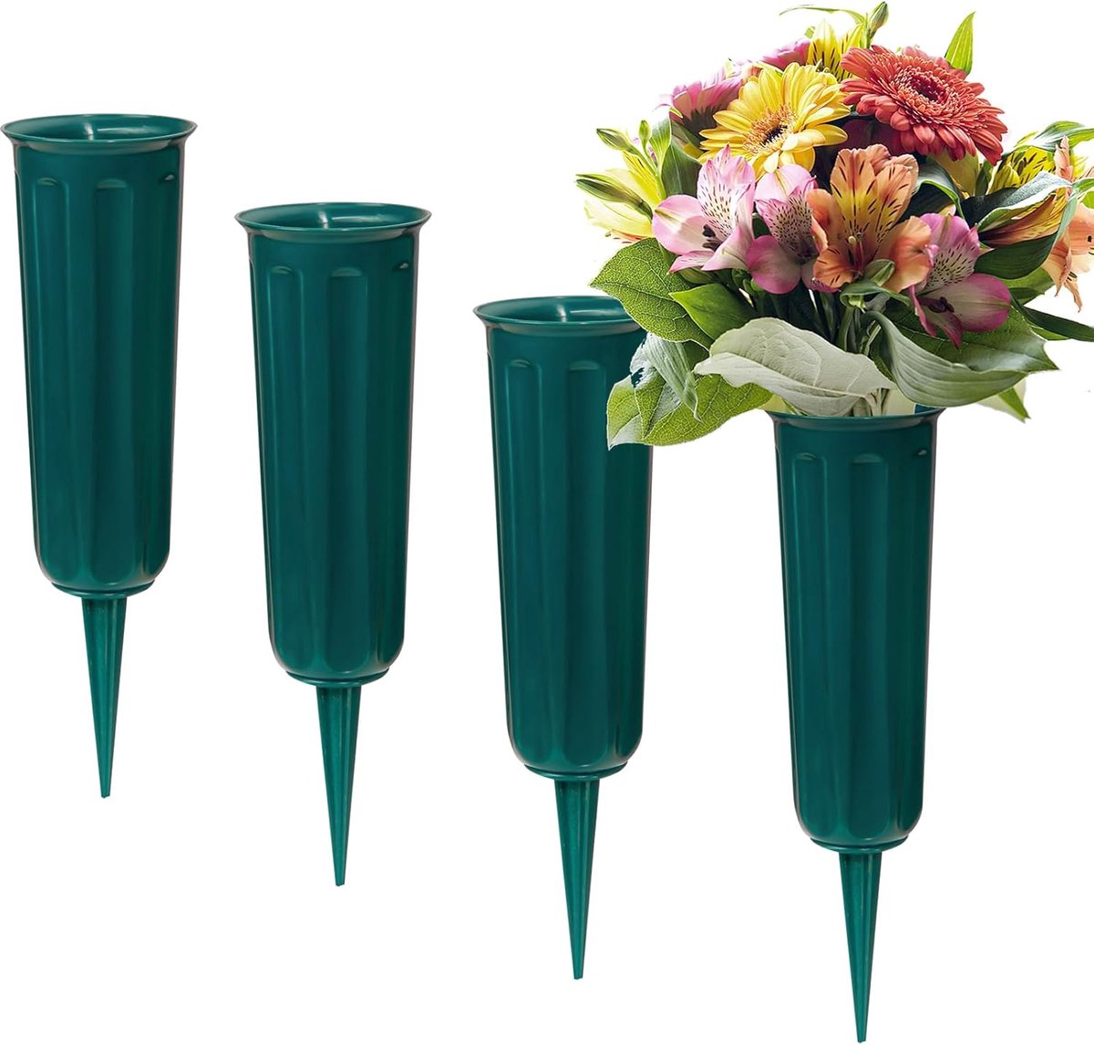 Grave Vazen Set 4 Stuks - Plastic - Duurzaam en Sterk - Perfect voor Begraafplaatsen - ShopVlot