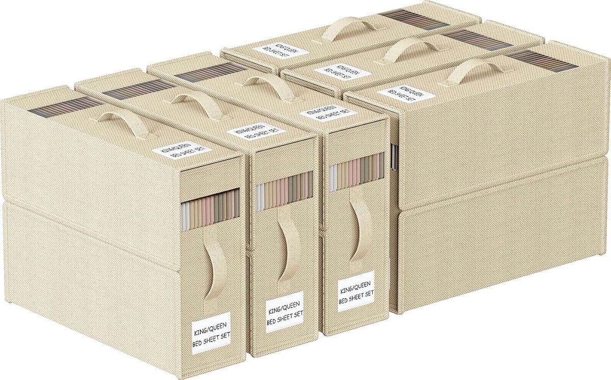 SnelShoppen - 6 stuks opvouwbare opbergorganizer voor lakens, kleding en dekens, ruimtebesparende opbergtas voor kledingkast, onderbed en laden, ideal