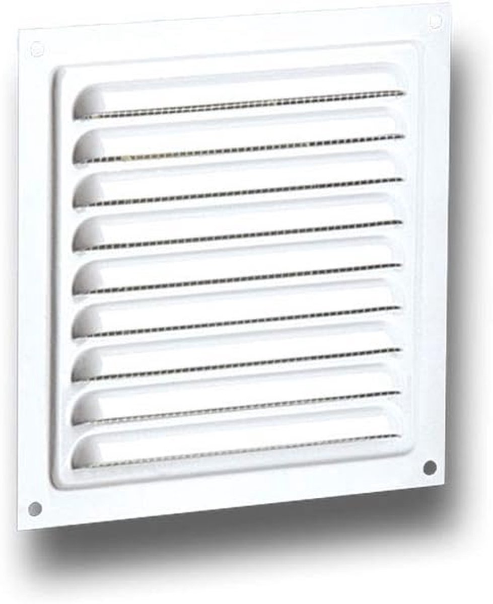 Ventilatierooster Plaatstaal - Weerbestendig Rooster - Toevoer Afvoer - Met Insectenhor - 150x150mm - Wit