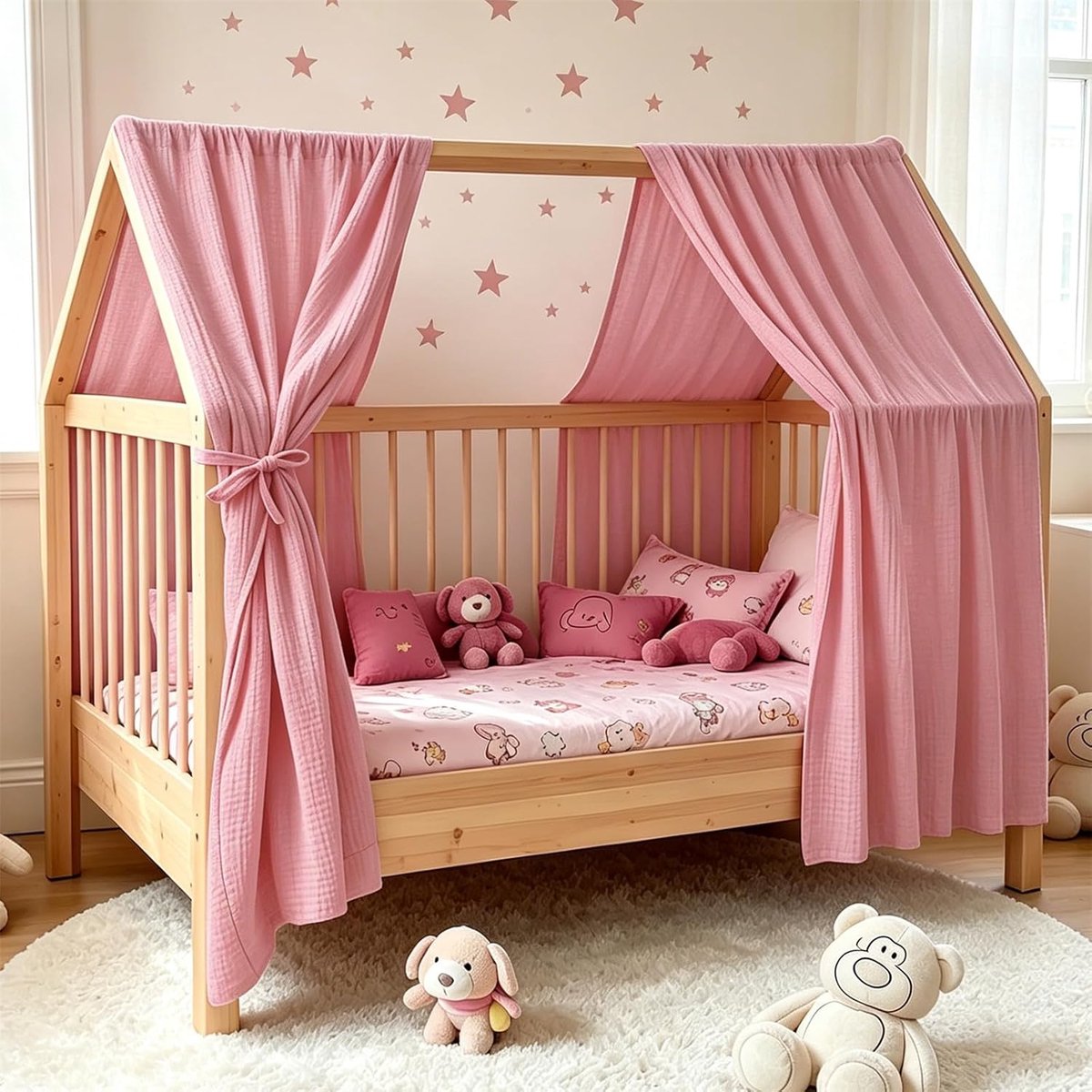 SnelShoppen - Ginkago Huisbed Hemel, Bedluifel van 100% Katoen voor Kinderbed, Ruimtebesparende Decoratie voor Kleine Ruimtes, Ideaal voor Meisjes en