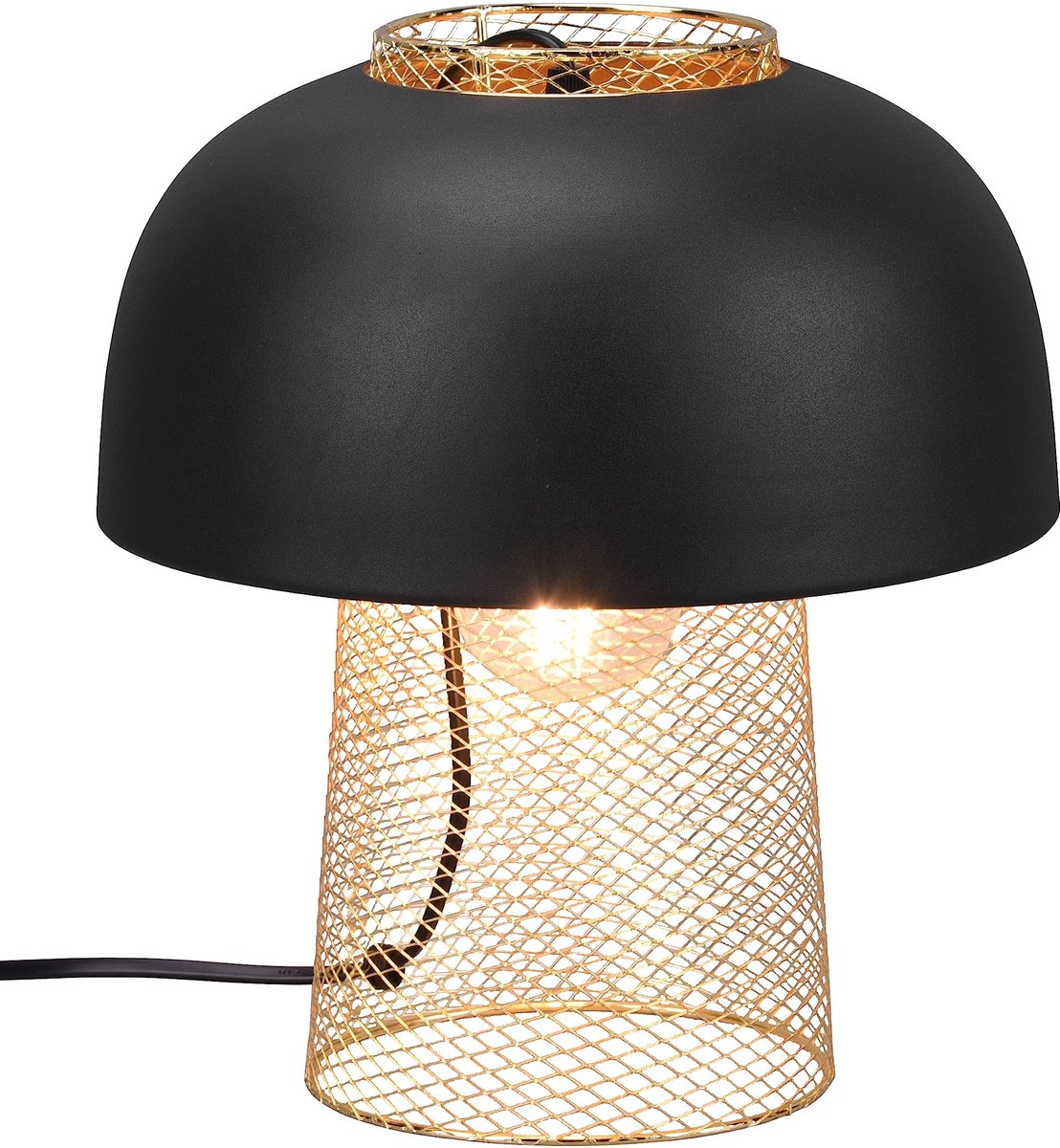 SnelShoppen - Tafellamp metaal zwart mat/goudkleurig, moderne Punch R50811032, E27 fitting, stijlvolle verlichting voor woonkamer, slaapkamer en kanto