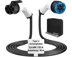 SnelShoppen - RamTouch Type 2 Verlengkabel 32 A, 7,4 kW, 10 Meter, 1-Fase | Wallbox Verlengsnoer voor EV Laders, Laadpalen, Oplaadkabel Verlenging voo