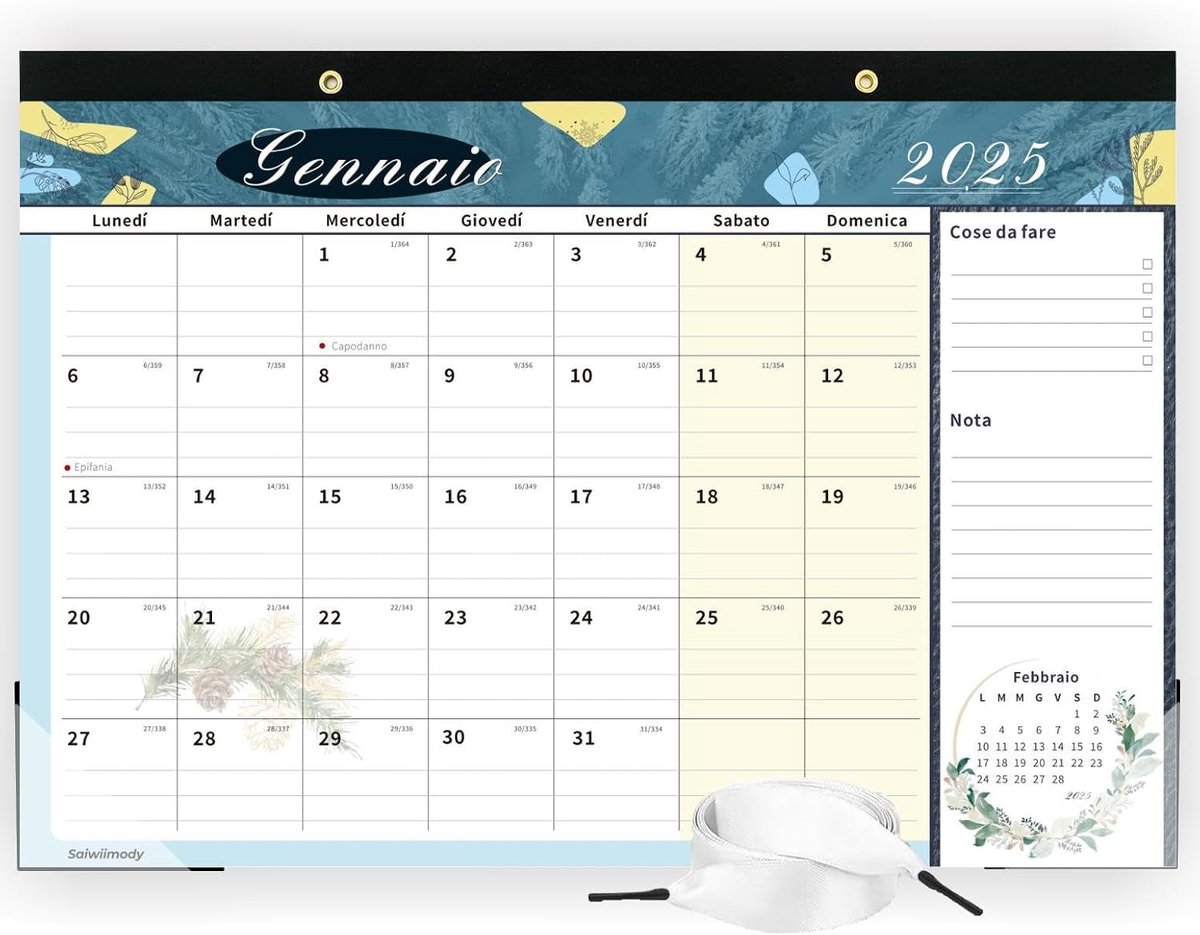 SnelShoppen - Saiwiimody Kalender 2025 2026 - Wandkalender met Kleurrijke Afbeeldingen, Perfect voor Thuis, Werk of School, 12 Maanden, A4 Formaat, Id