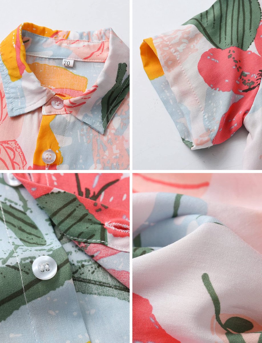 SnelShoppen - Maeau Hawaii Pak Kinderen Jongens Kleding Set Zomer 3 Stuks Korte Mouwen T-shirts Bedrukt Overhemd Baby Strand Shorts Tas Korte Broek Ge