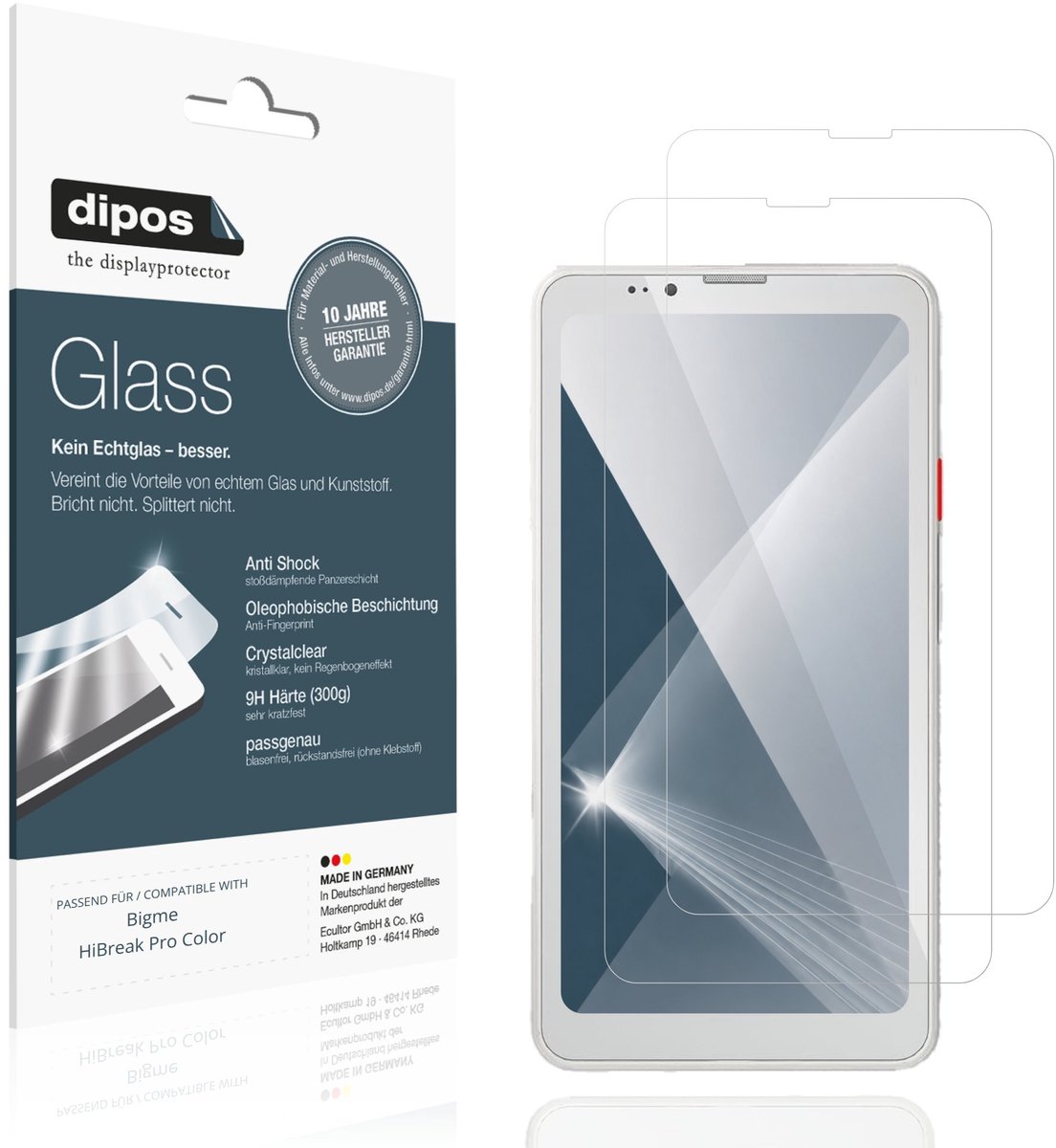 dipos – 2x Pantserfolie geschikt voor Bigme HiBreak Pro Color | 9H Screenprotector